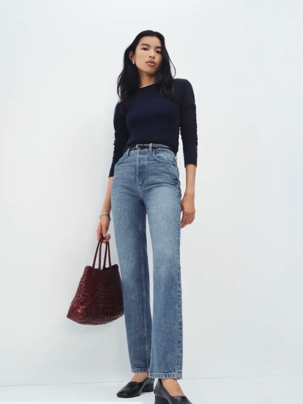 Reformation Cynthia Jeans in mid-wash